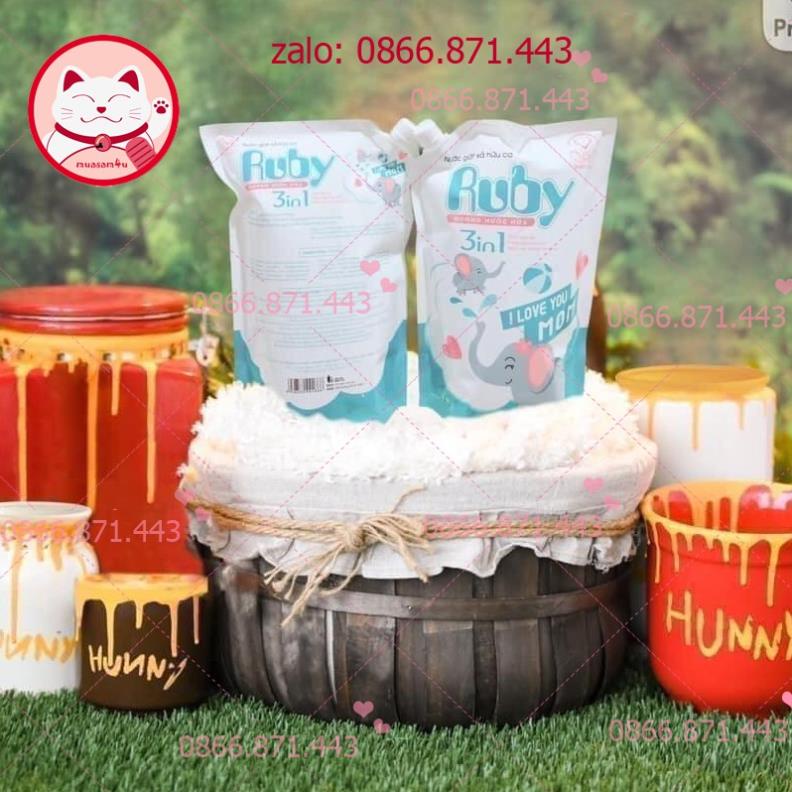 ⚡𝐅𝐑𝐄𝐄𝐒𝐇𝐈𝐏⚡ Nước giặt xả hữu cơ Ruby 3in1 túi 1,8 Lít - QA