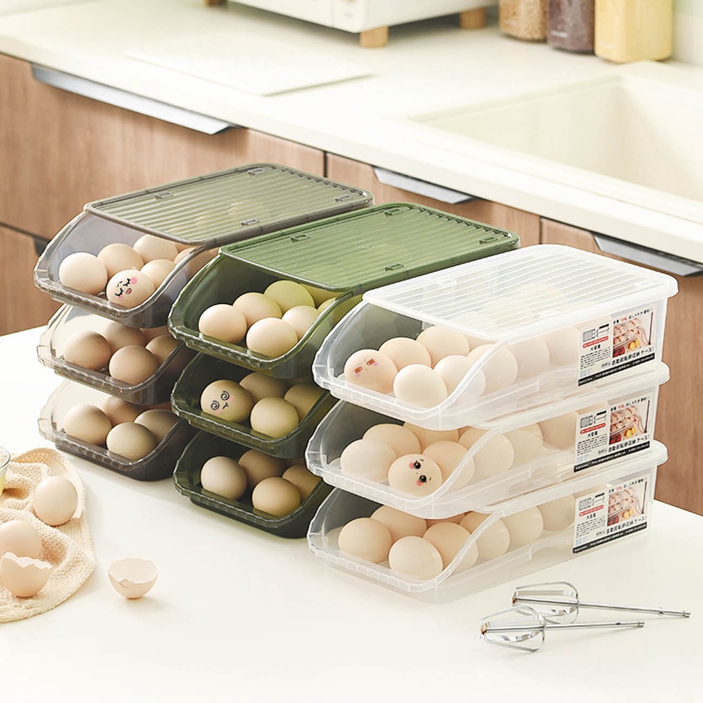 Hộp đựng trứng JUJI dạng dốc thiết kế nhìn xuyên thấu có giá đỡ