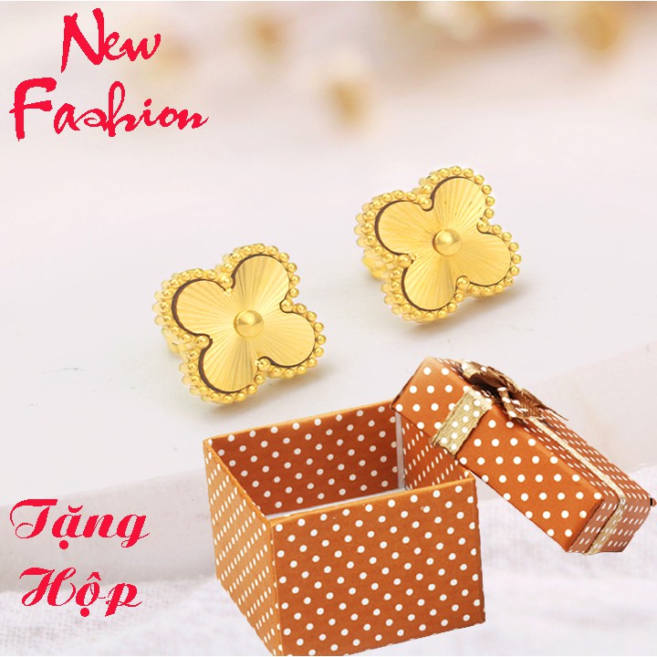 Bông tai nữ tittan cao cấp kiểu hoa 4 cánh siêu đẹp bền màu - Tặng hộp - Đem lại vẻ đẹp quyến rũ cho người đeo