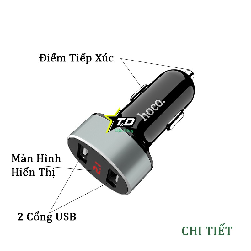 TẨU SẠC HOCO Z26 SẠC NHANH CÓ MÀN HÌNH HIỂN THỊ GỒM 2 CỔNG USB