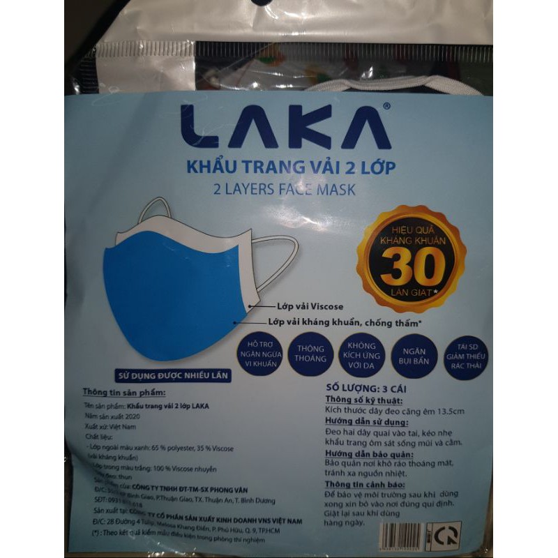 Khẩu trang vải Select / Nasilkmex / Laka (túi 3 chiếc)