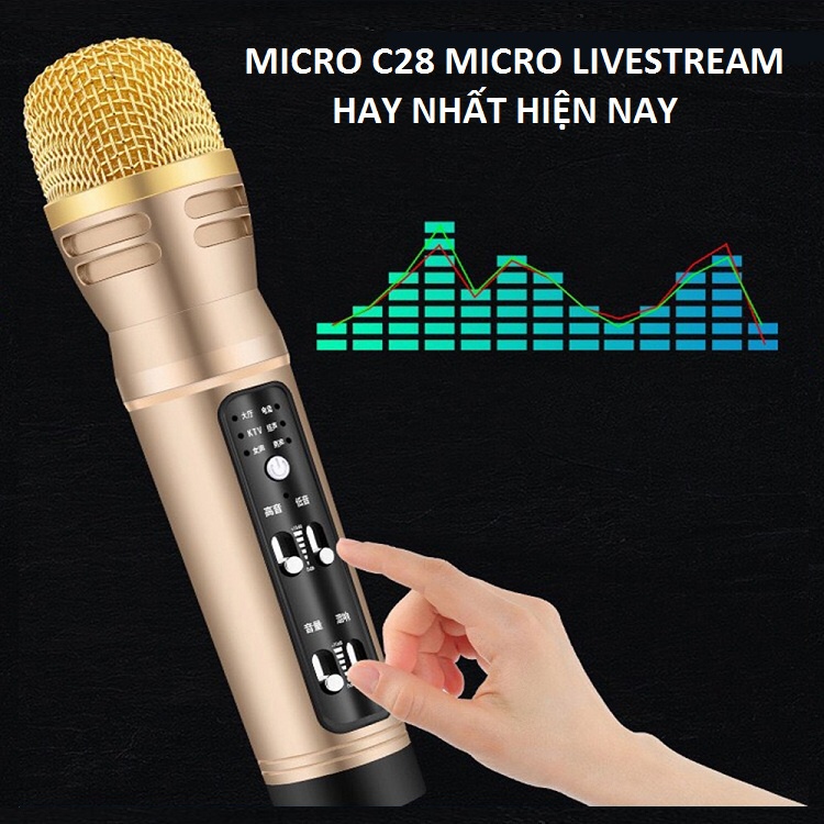 MICRO C28, MIC LẤY NHẠC BẰNG BLUETOOTH - HÁT LIVESTREAM KARAOKE CÓ CHẾ ĐỘ AUTOTUNE - THẾ HỆ MỚI 2022