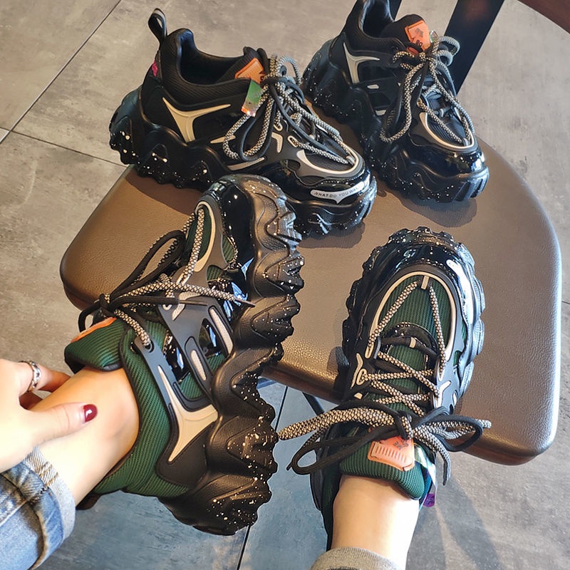 Giày Thể Thao Da Bóng Đế Dày Tăng Chiều Cao