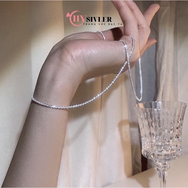 Dây chuyền bạc ta xù kim sa lấp lánh sang chảnh dây chuyền nữ bạc thật CHY SILVER