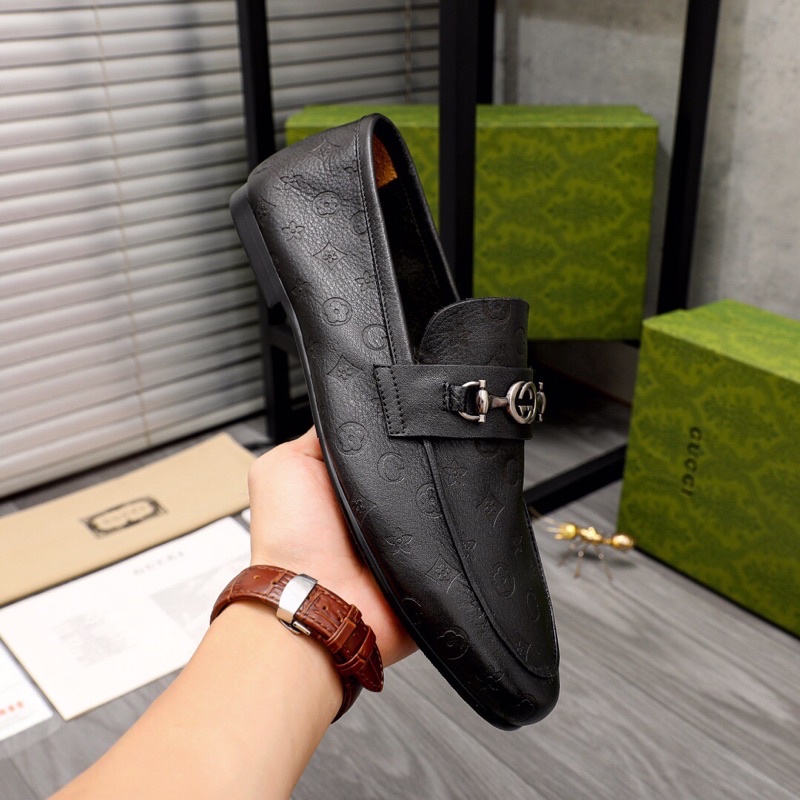 Giày tây lười mũi bo tròn da nhập khẩu cao cấp Gucci GC giày công sở nam