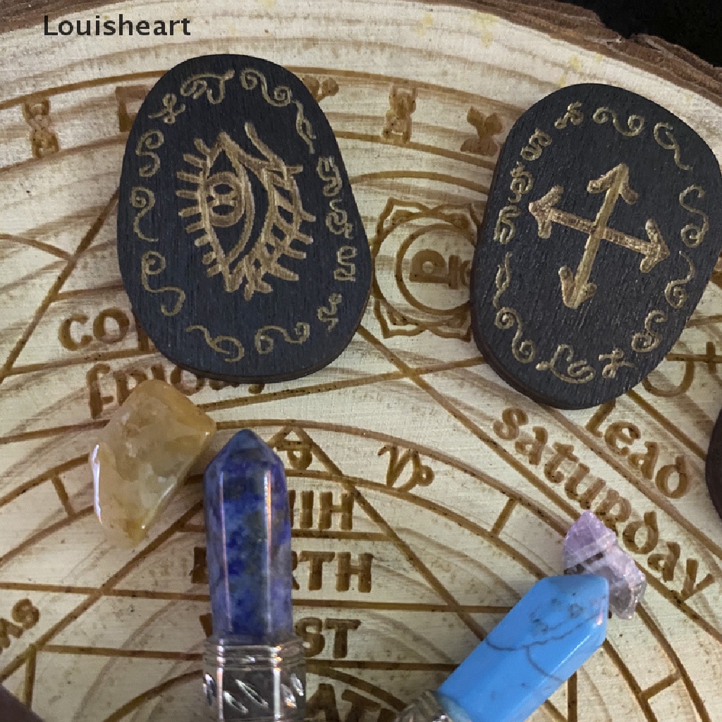 Louisheart Wood Runes Stone Set Witches Rune Set 14 PCS Engraved Rune Symbol for Divination TFG