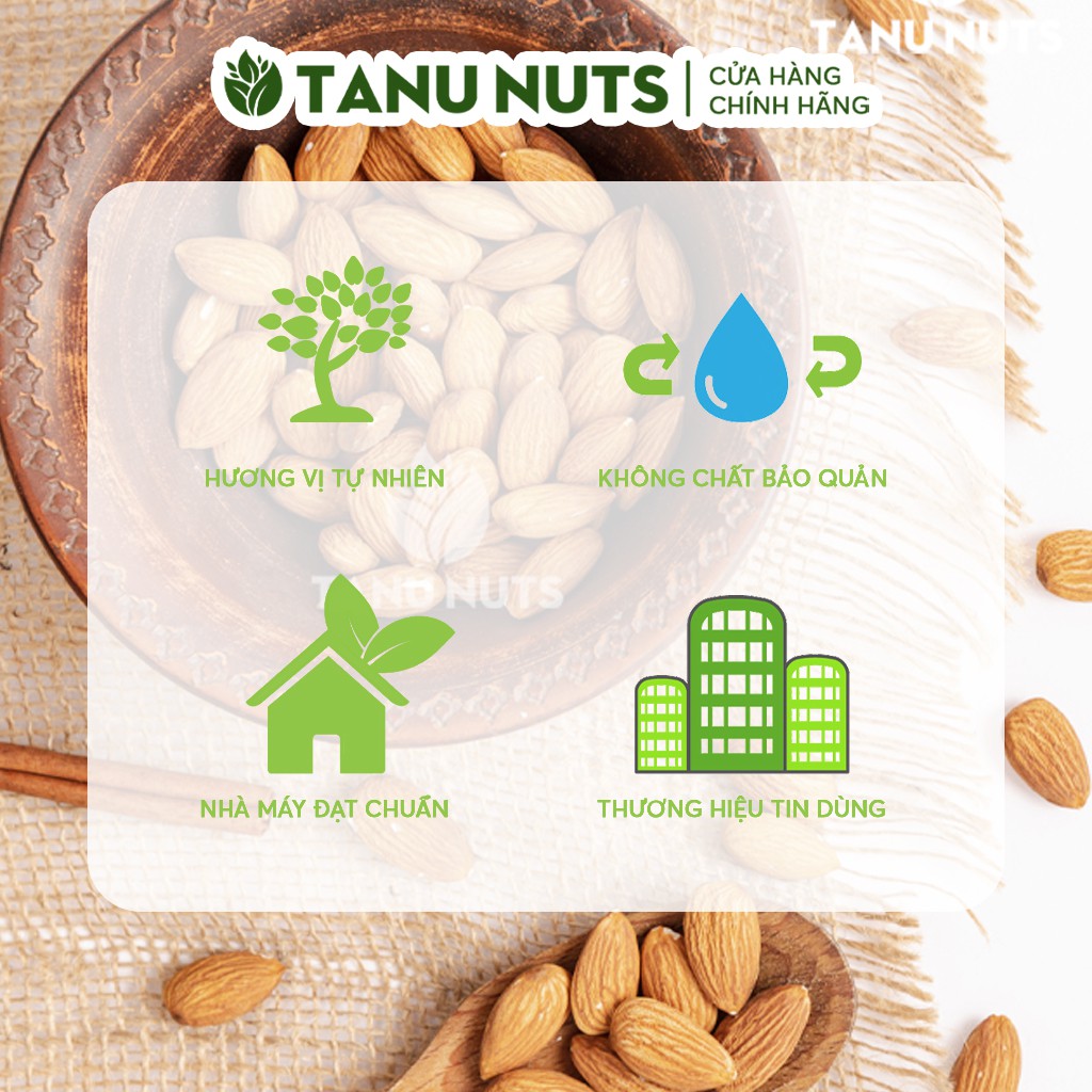 Hạt hạnh nhân rang mộc - Nguyên liệu nhập khẩu 100% từ Mỹ | BigBuy360 - bigbuy360.vn