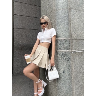 Sơmi croptop cổ trụ 2 màu