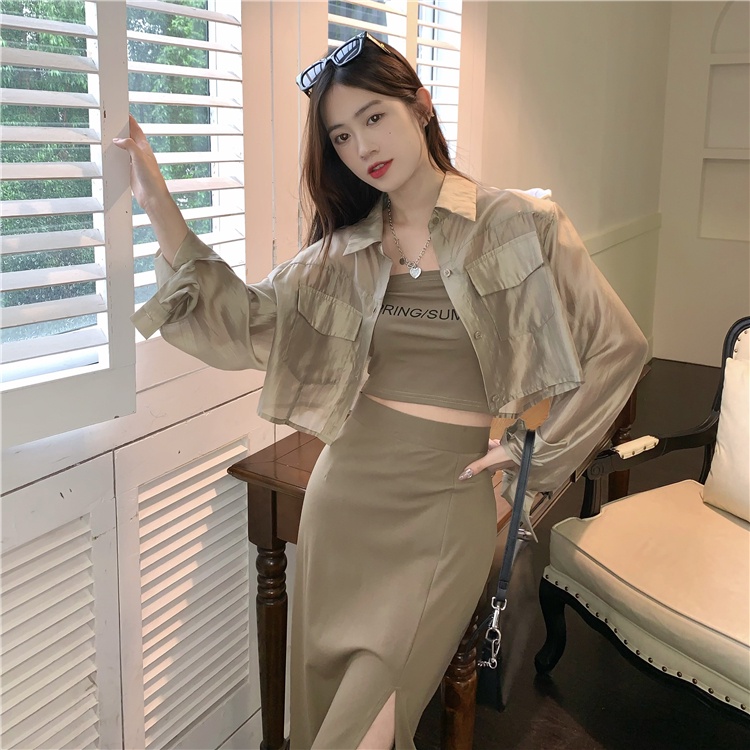 Bộ Áo Ống + Chân Váy Chống Nắng Thời Trang Mùa Hè Quyến Rũ Dễ Phối Đồ Cho Nữ