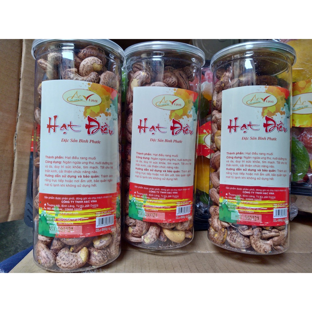 Hạt điều rang muối (lọ 500g) nguyên hạt, còn vỏ lụa