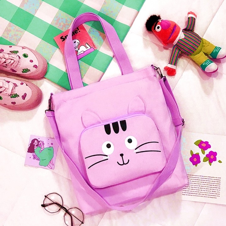 Túi tote size đại hộp mặt mèo CÓ ẢNH THẬT