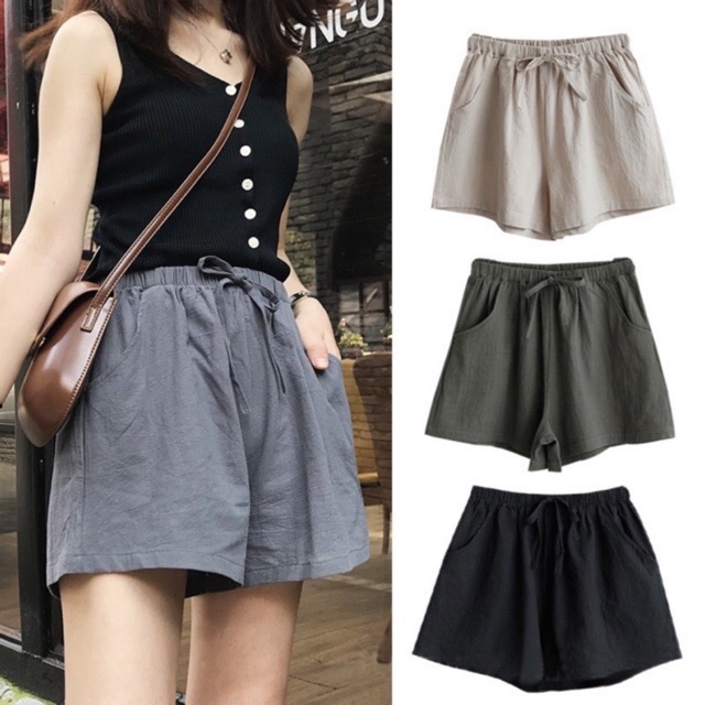 Quần short nữ,quần sooc đùi nữ chất đũi siêu mát lạnh nhiều màu