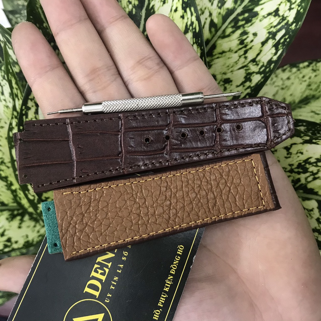 [DA THẬT] Dây đồng hồ HUBLOT  da cá sấu màu đen,mầu nâu ,gia công  case 42 size 19 - 25 -22