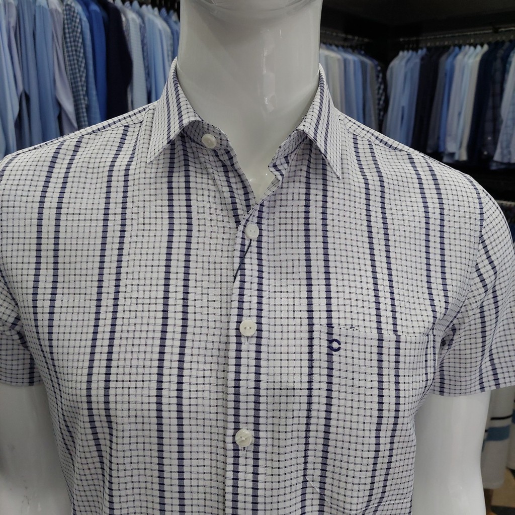 Áo Sơ Mi Nam Ngắn Tay Owen BA20643NT Somi Cộc Tay Công Sở Cao Cấp Màu Trắng Kẻ Sọc Xanh Chất Cafe Dáng Body Fit Tà Bằng | BigBuy360 - bigbuy360.vn