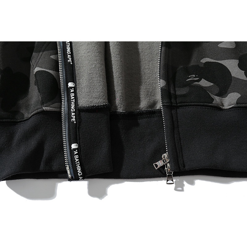 [Best Quality] Áo Khoác Bape, Hoodie Jacket Bape Shark Tiger fullzip 2 mũ SS2021, Chất liệu 100% Cotton, 2 màu BapeVN