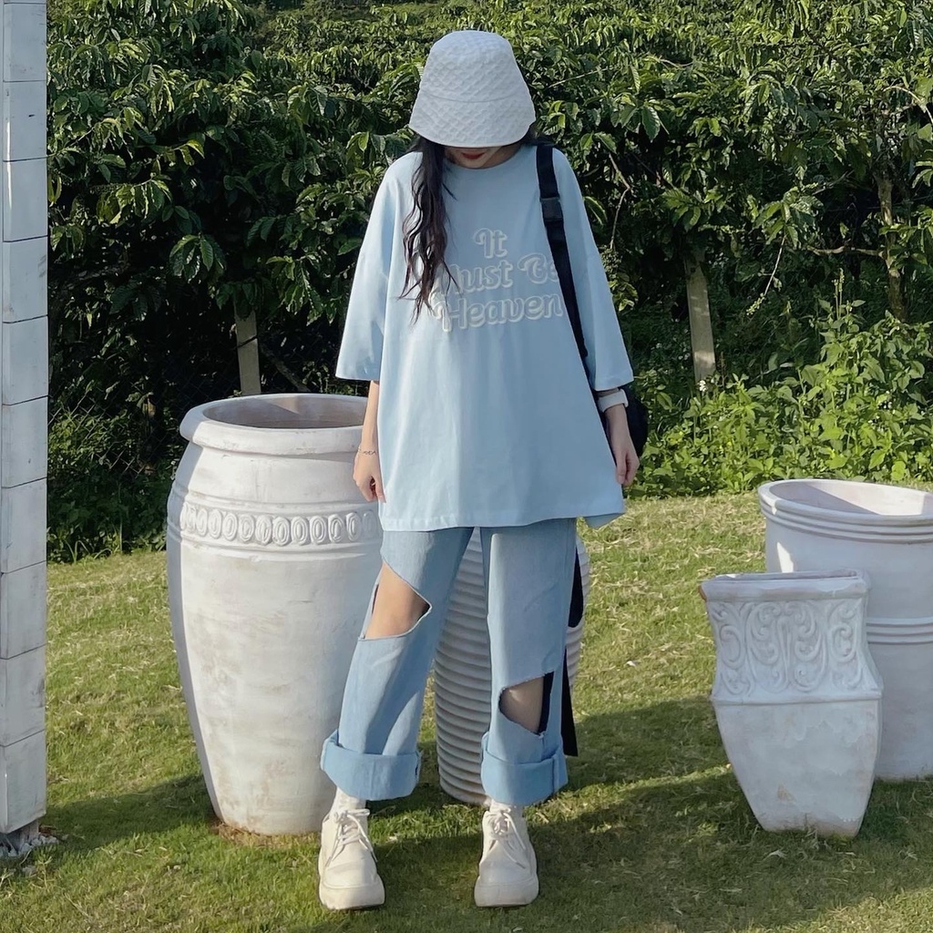 Quần Jean Nữ Lưng Cao SHIBA Ống Rộng JEM CLOSET Thiết Kế Rách Gối Style Năng Động Phối Đồ Siêu Xinh 2907