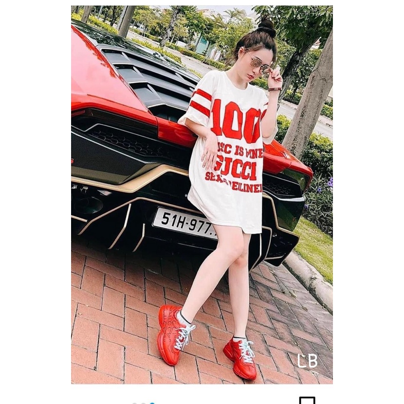 Áo Phông Gucci Đỏ 100 - Chất liệu Cotton Co Giãn 4 Chiều, Form Rộng Thoải Mái