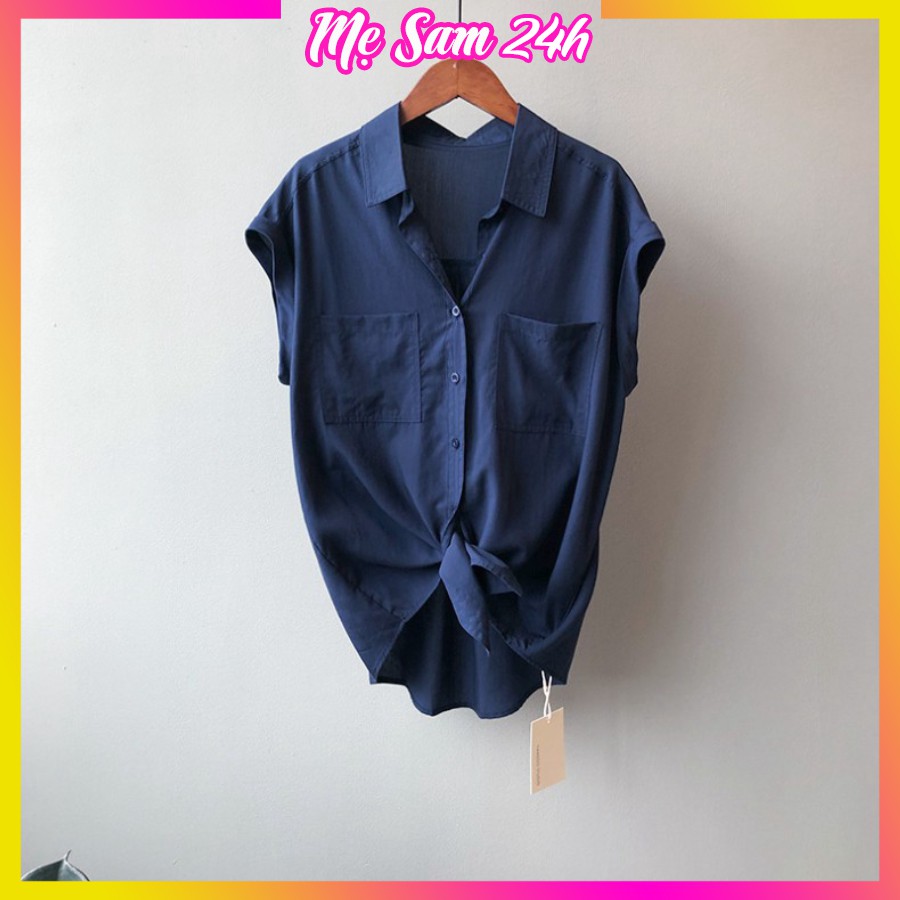 Áo sơ mi đũi nữ tay ngắn Mẹ Sam 24h áo kiểu bigsize, chất liệu mềm mát, form trẻ trung phá cách SMH.33