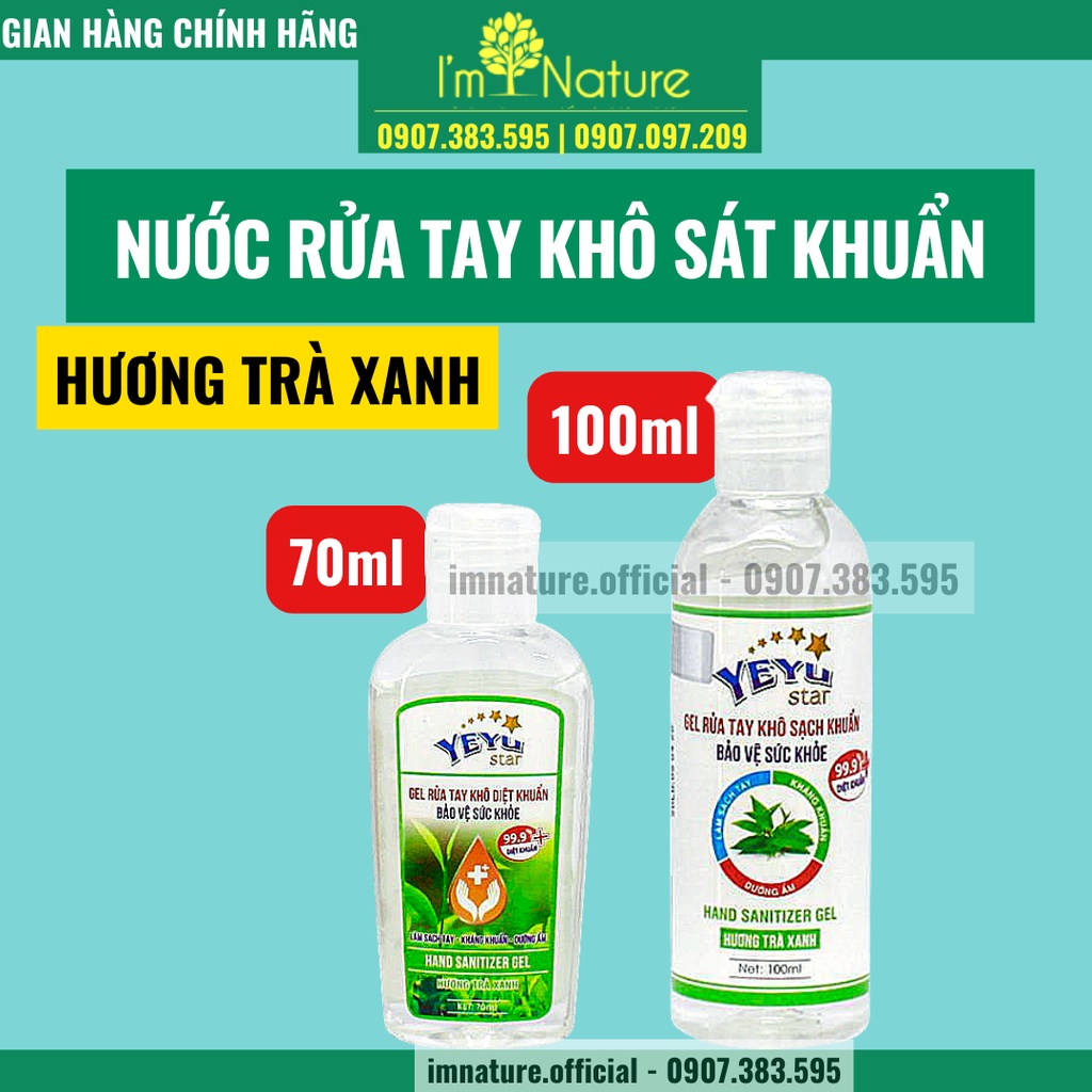 Gel Rửa Tay Khô Yeyu Star Hương Trà Xanh 100ml &amp; 70ml