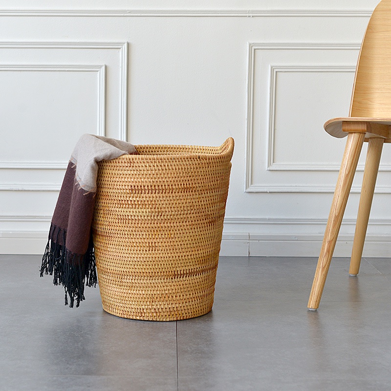 Sọt mây đan thủ công Việt Nam BAMBOOO ECO có tay cầm đựng quần áo, đồ chơi, decor sử dụng ở phòng khách, phòng ngủ
