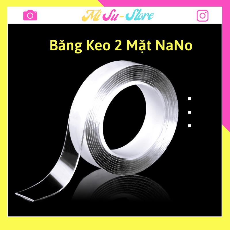 Băng dính 2 mặt nano trong suốt , băng keo dán toàn bộ bề mặt hàng cao cấp có thể tái sử dụng - Misu