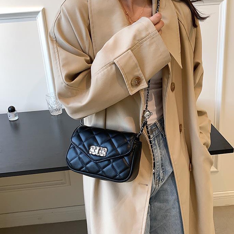 Ielgy Túi Đeo Vai Hình Vuông Cỡ Nhỏ Phối Dây Đeo Sợi Xích Phong Cách Cổ Điển Thời Trang Cho Nữ