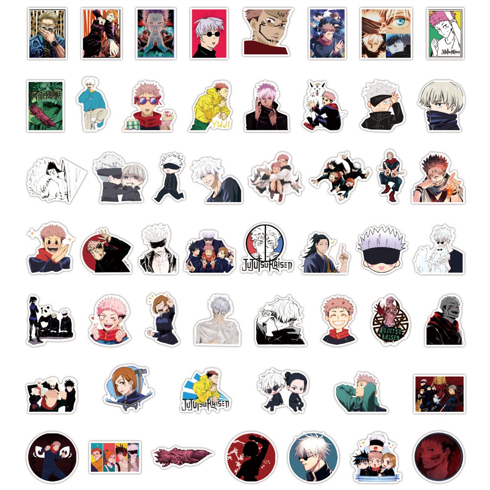 Set 100 miếng sticker dán trang trí hình các nhân vật trong Jujutsu Kaisen