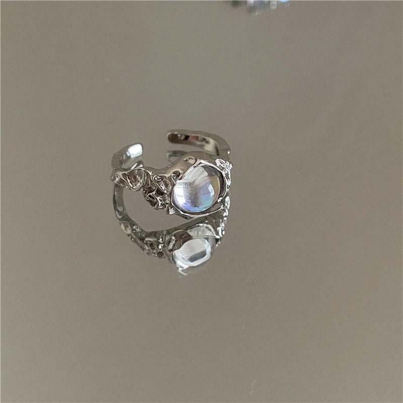 Nhẫn Hở Đính Đá Opal Kim Cương Ngôi Sao Ngọt Ngào Và Mát Mẻ Dạng Hở Dễ Điều Chỉnh