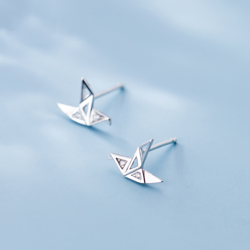 Bông Tai Bird Crystal Earrings Simple Korea Women Girl Thousand Paper Cranes Party Earring Jewelry Gift Accessories