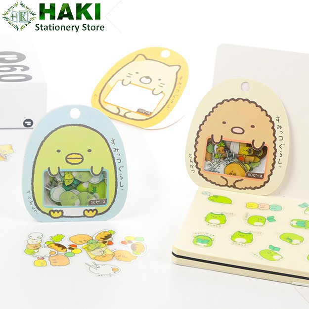 Sticker cute hoạt hình HAKI, hình dán sticker cute 50 miếng trang trí sổ đáng yêu dễ thương giá rẻ ST01