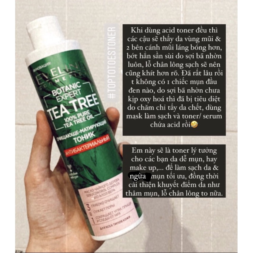 [Mã 159FMCGSALE giảm 8% đơn 500K] Toner Eveline Tea Tree Botanic Expert làm sạch sâu, ngừa & giảm mụn, thâm