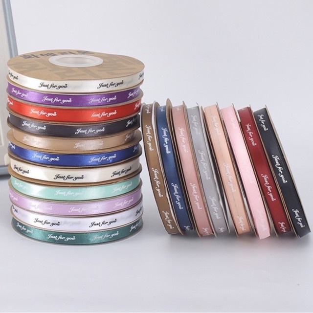 Cuộn duy băng lụa in chữ rộng 1cm dài 50m,100m sang choảnh