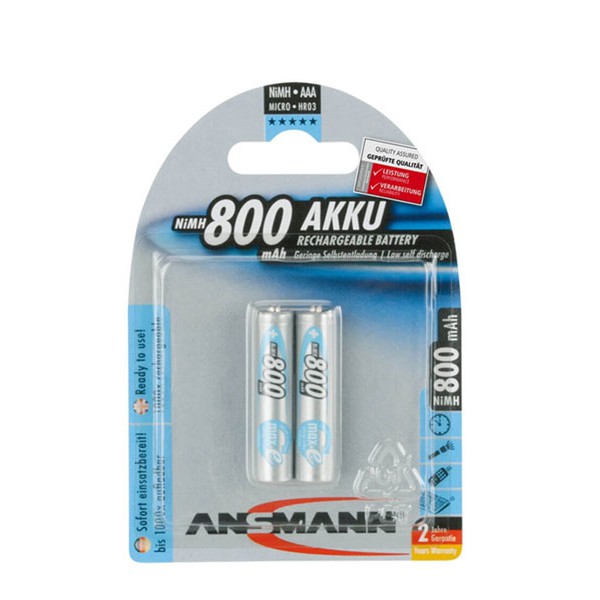 2 viên pin sạc aaa ANSMANN 800mah