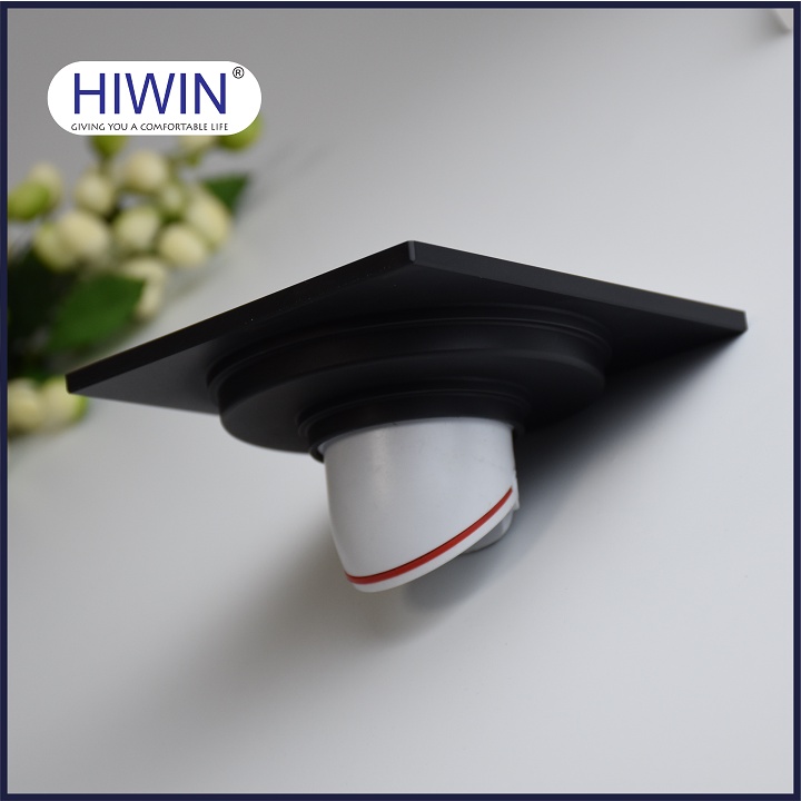 Phễu thoát sàn chống mùi hôi thoát nước nhanh đồng mạ đen kích thước 100x100mm HIWIN FD-1101B