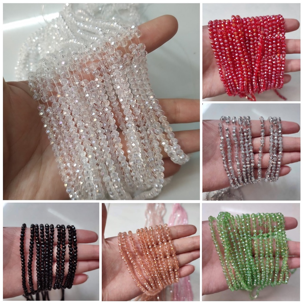 10 dây pha lê bánh cam 4mm - Nguyên liệu đính áo kết cườm