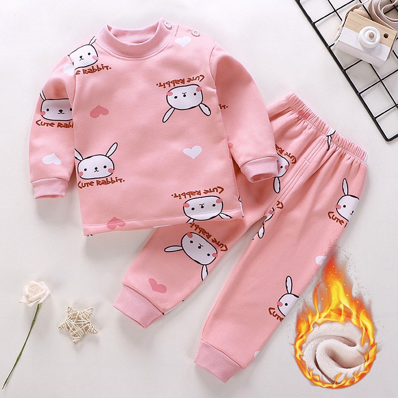 Set quần áo bé gái, bé trai Cotton lót nỉ, Bộ quần áo trẻ em thu đông hàng Quảng Châu cao cấp BT07