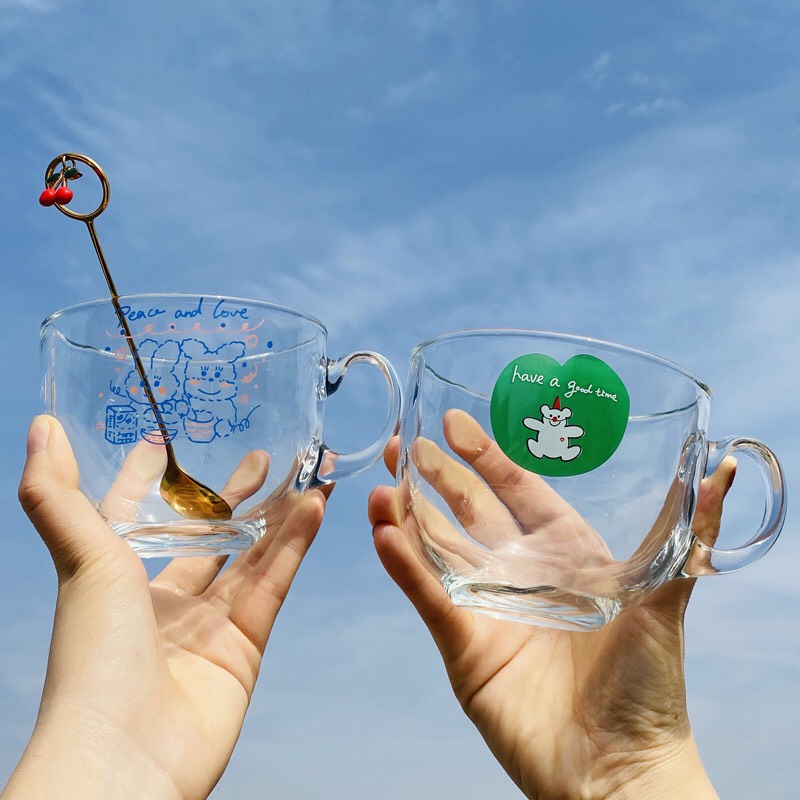 Cốc Thủy Tinh Chịu Nhiệt Hình Gấu Ngỗ Nghĩnh Dùng Uống Cafe Trà Sinh Tố Ly Thủy Tinh Giá Rẻ MinHome