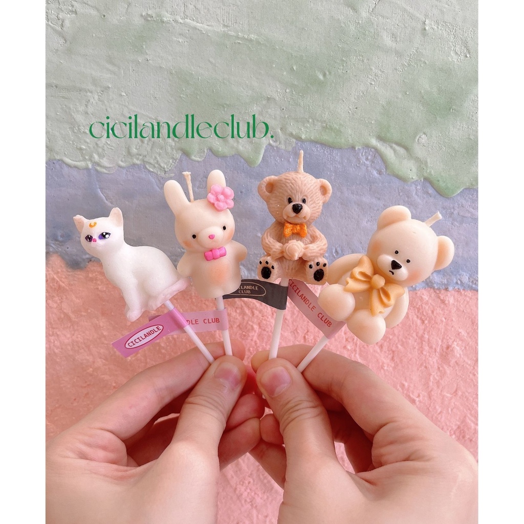 Nến cắm bánh kem sinh nhật handmade siêu cute style Hàn, phụ kiện trang trí bánh kem