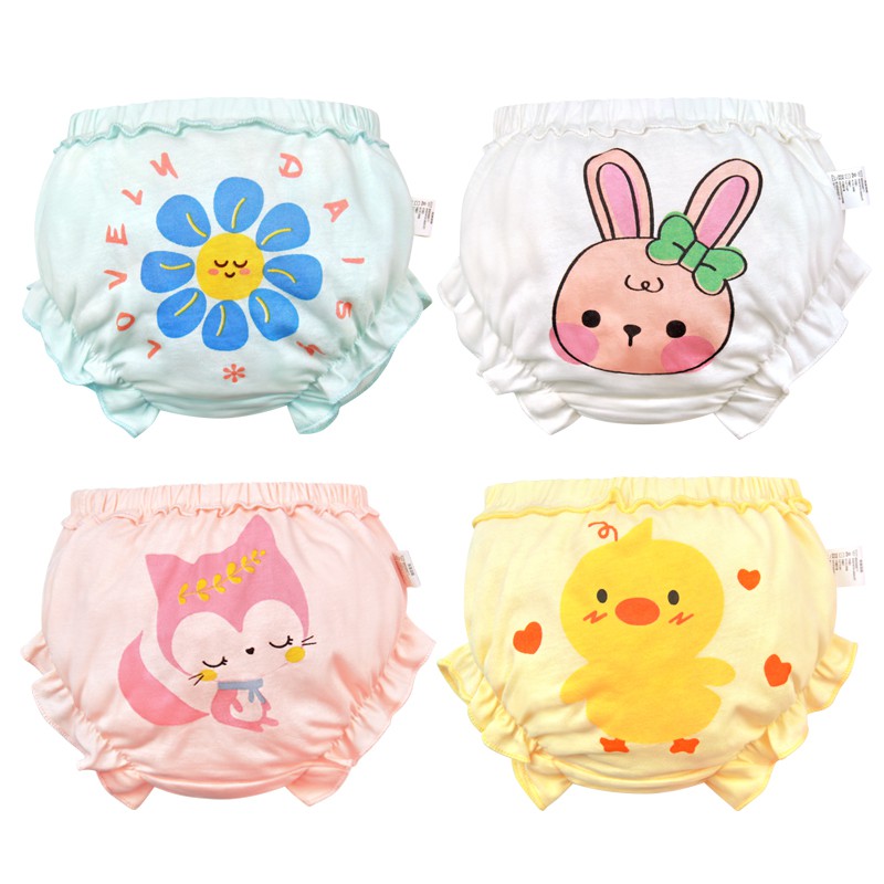 Quần lót LUCKY BIG CAT từ cotton mềm mại thoáng khí in họa tiết tùy chọn thời trang cho bé gái