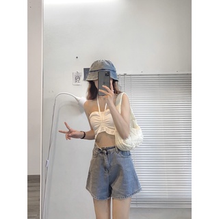 Quần short jeans có 2 màu hack dáng chân dài