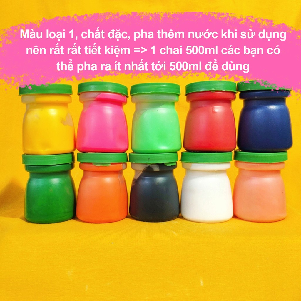 🌈 Màu nước tô tượng, vẽ tranh 500ml - Hàng loại 1, chất đặc, pha thêm nước khi sử dùng nên rất tiết kiệm