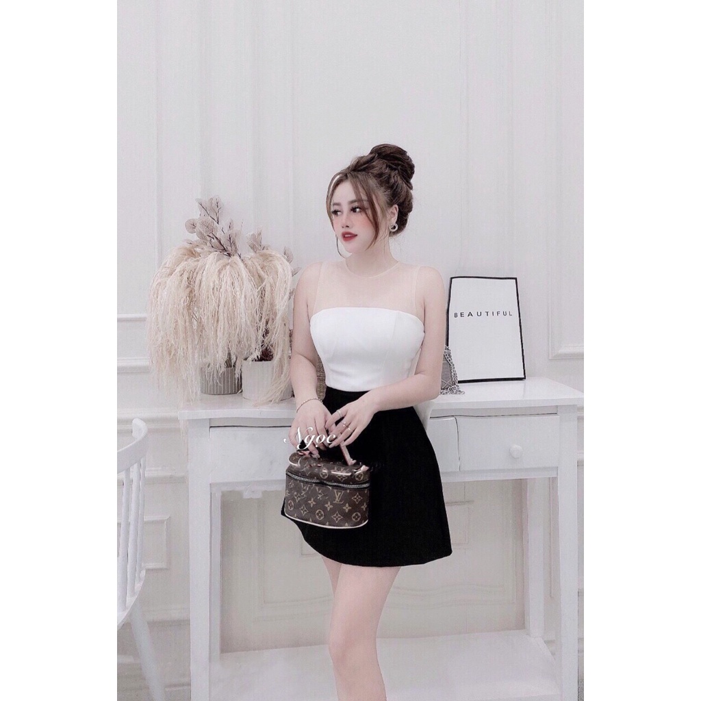 Váy phối umi body đen trắng cổ ren siêu xinh | BigBuy360 - bigbuy360.vn