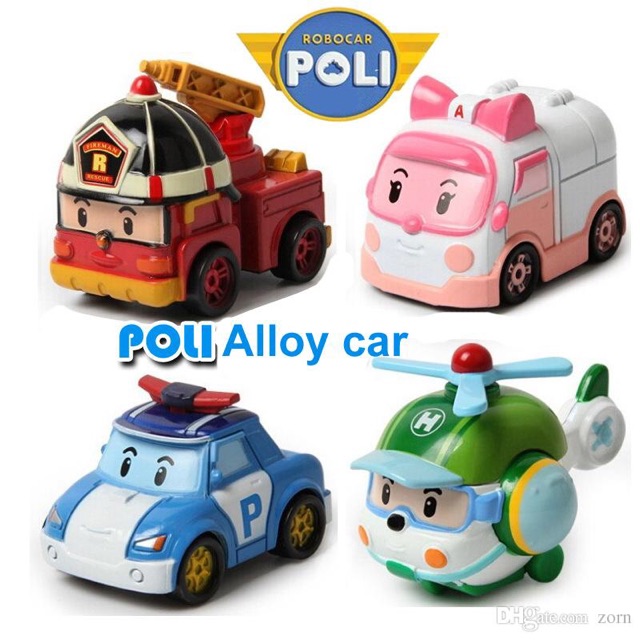 Đồ chơi hộp 4 con biệt đội Robocar Poli biến hình thành máy bay và robot