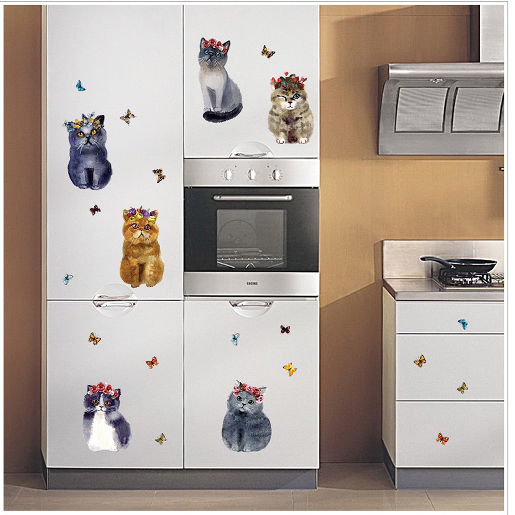 Decan dán tường, tranh dán tường hình chú mèo SK7128