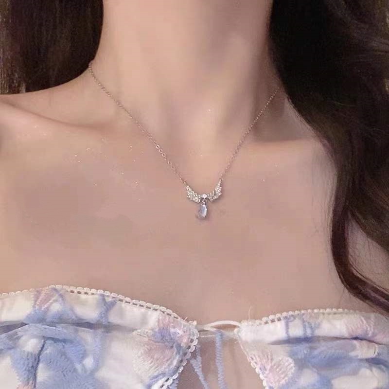 Dây Chuyền Mặt Đá Mặt Trăng Hình Giọt Nước Thời Trang