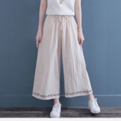 ☻ L O T U S ☻ Quần Ống Rộng Thêu Hoa Plus Size LFB0194