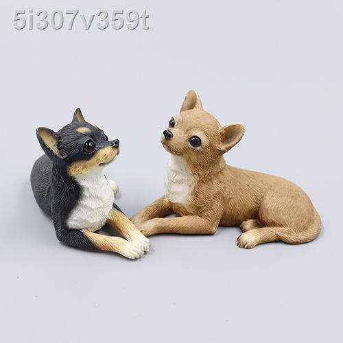 ▤۩☽Nhà máy Jijiamei Trực tiếp Mini Chihuahua Mô phỏng Con chó Mô hình Trang trí Xe Nhựa Bộ sưu tập Quà tặng Thủ công mỹ
