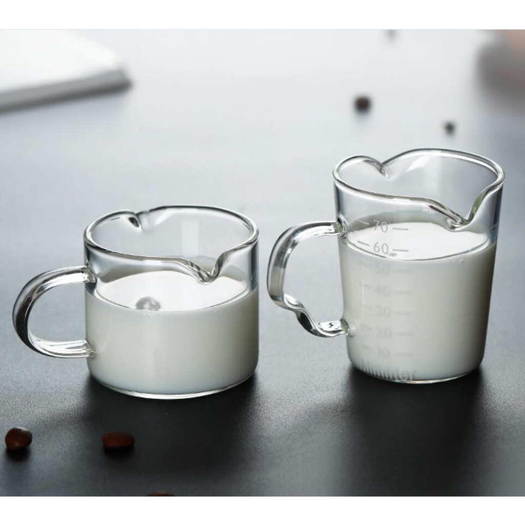 [Chiwanji] Cốc Đong Cà Phê Espresso Bằng Thủy Tinh Hai Đầu Cách Nhiệt Với Tay Cầm Trong Suốt