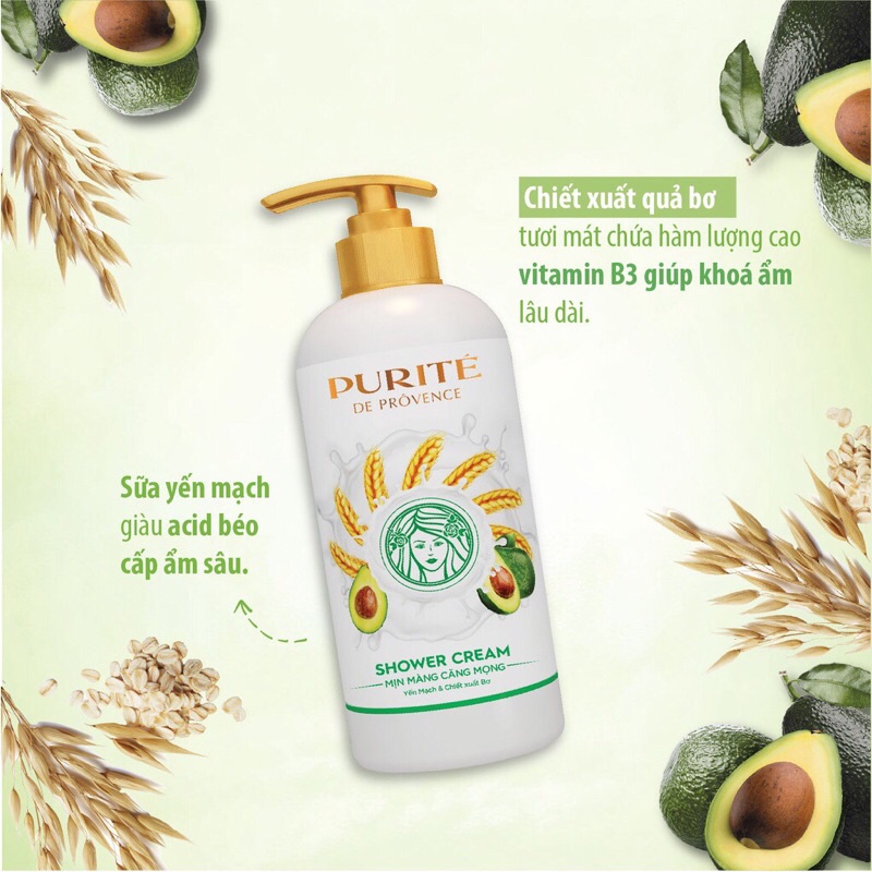 Kem Tắm Purite Dưỡng Da Mịn Màng Sáng Da Từ Hạnh Nhân & Chiết Xuất Việt Quất 830ml