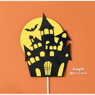 Que cắm lâu đài đen + trăng vàng Halloween